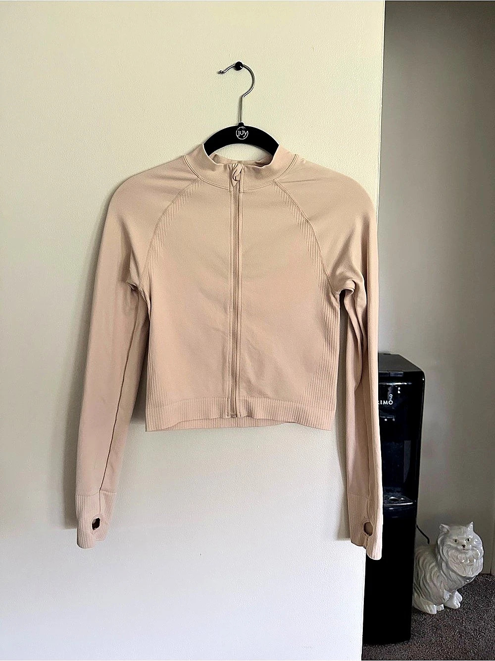JOY LAB Women's Zip Front Athletic Jacket in beige XS Like New
